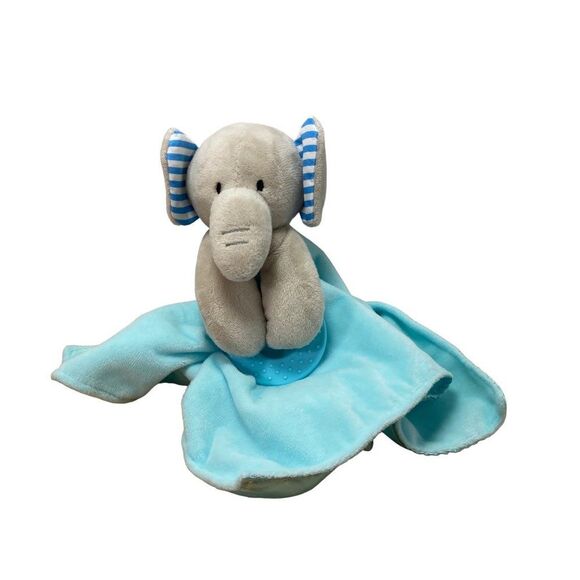 Forever Baby Lovey Baby Blankey  with Teether Blue Satin Gray Elephant 13 in - Picture 1 of 6